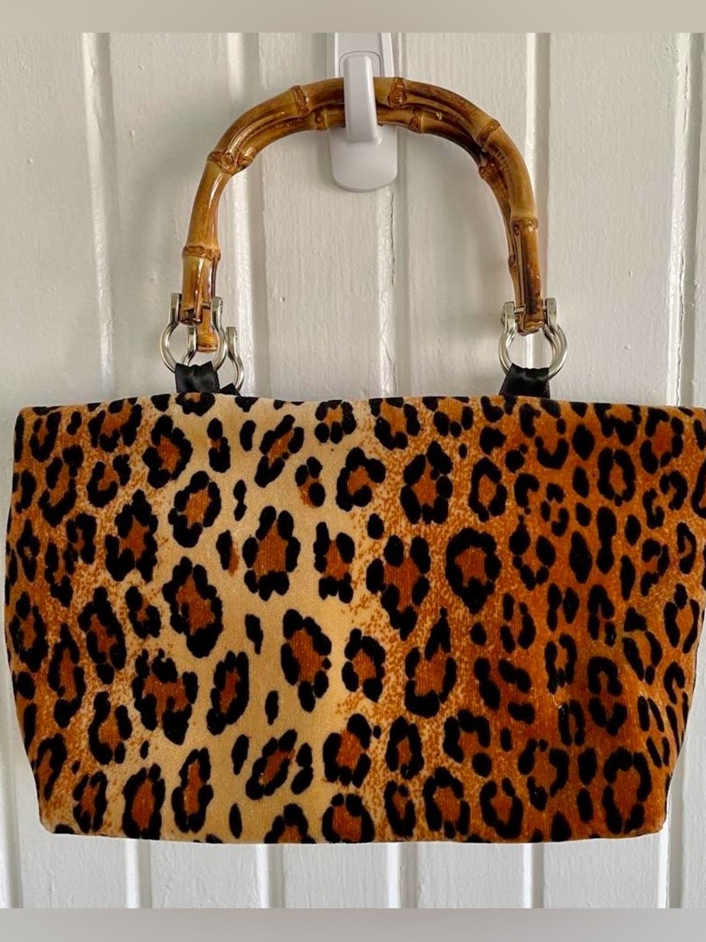 Sisters Too Coquette Leopard Velvet Bamboo Handle Bag Pink Ribbon Y2K NWOT Girly